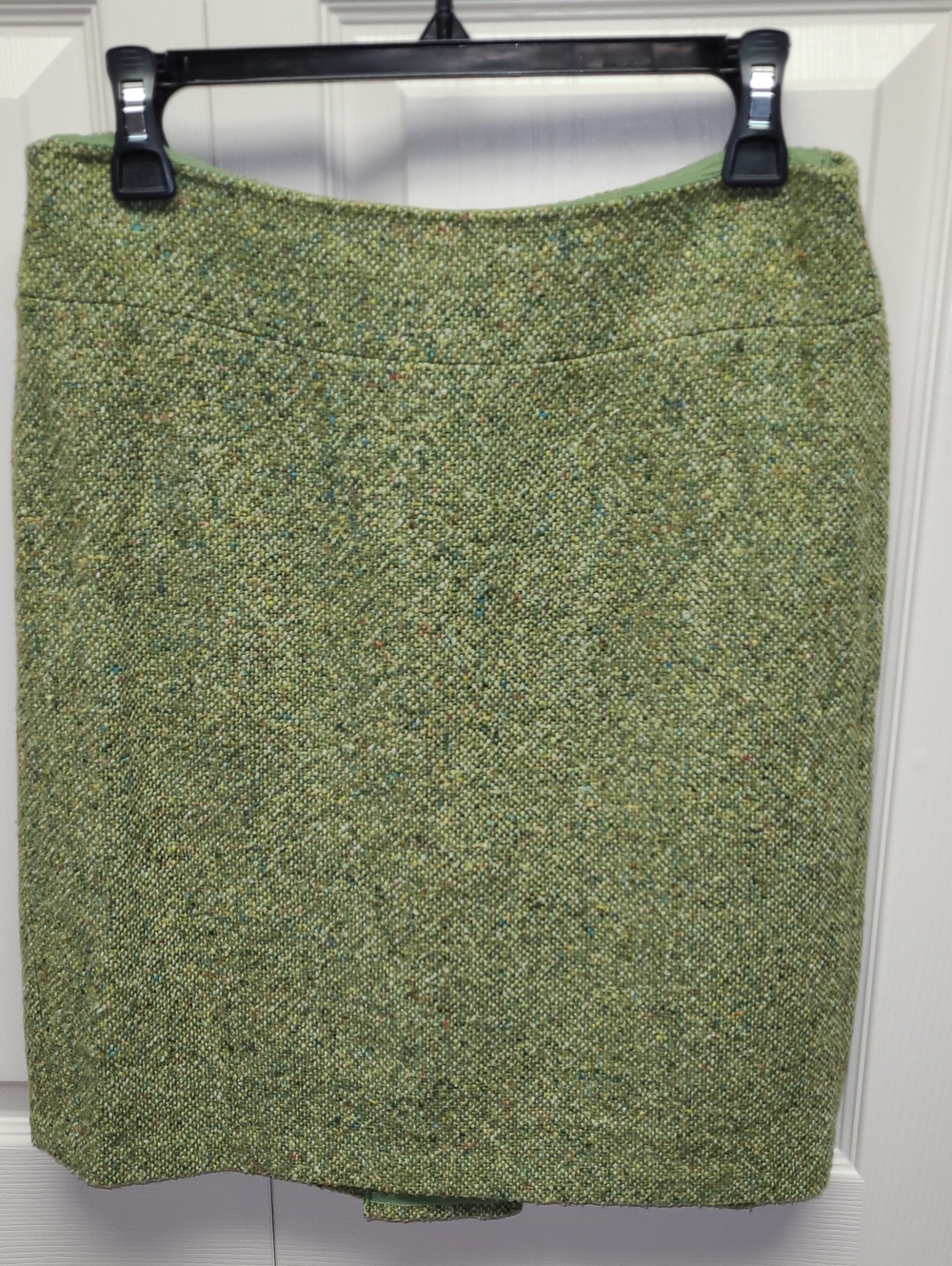 LOFT Green Tweed Wool Blend Midi Lined Pencil Skirt with kick pleat